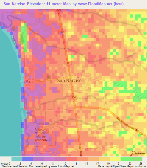 San Narciso,Philippines Elevation Map