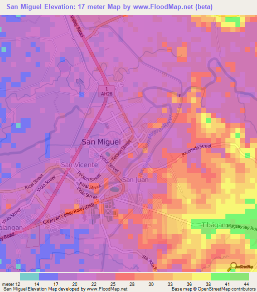 San Miguel,Philippines Elevation Map