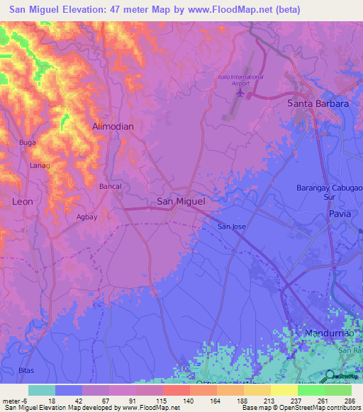 San Miguel,Philippines Elevation Map