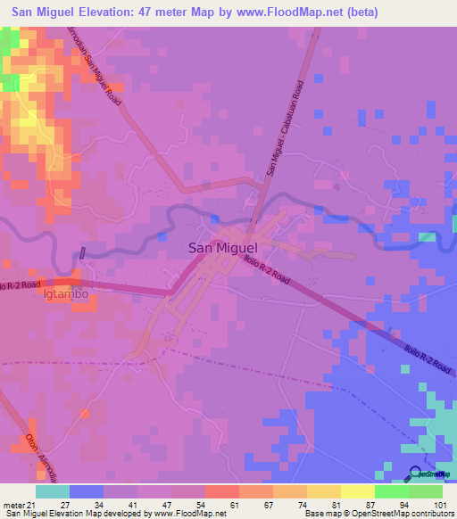 San Miguel,Philippines Elevation Map