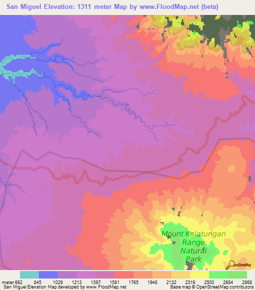 San Miguel,Philippines Elevation Map
