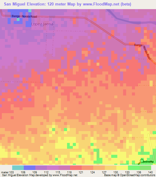 San Miguel,Philippines Elevation Map