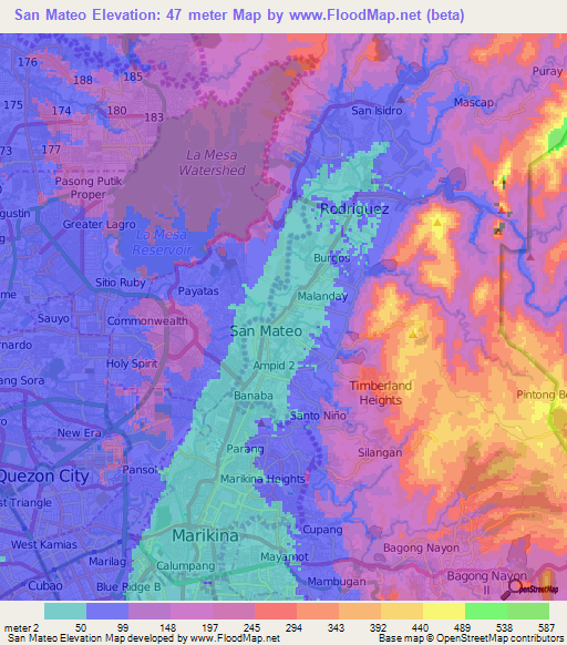 San Mateo,Philippines Elevation Map