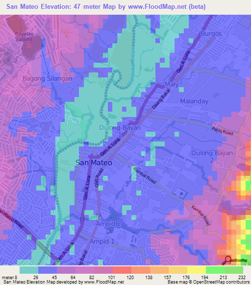 San Mateo,Philippines Elevation Map