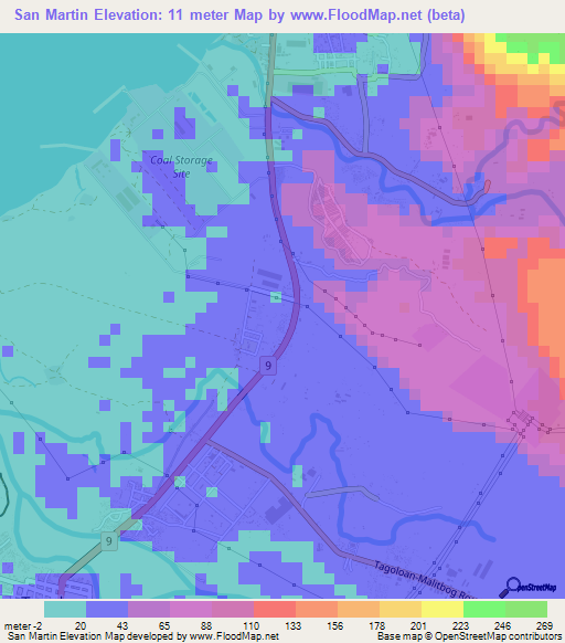 San Martin,Philippines Elevation Map