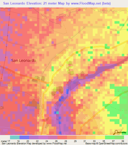 San Leonardo,Philippines Elevation Map