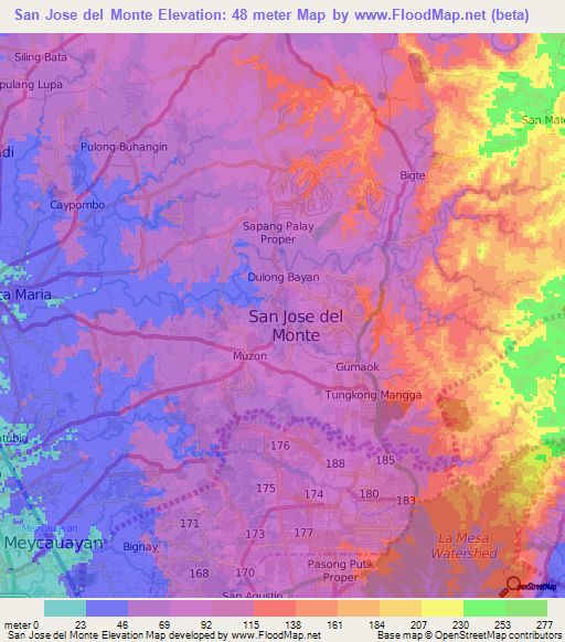 San Jose del Monte,Philippines Elevation Map