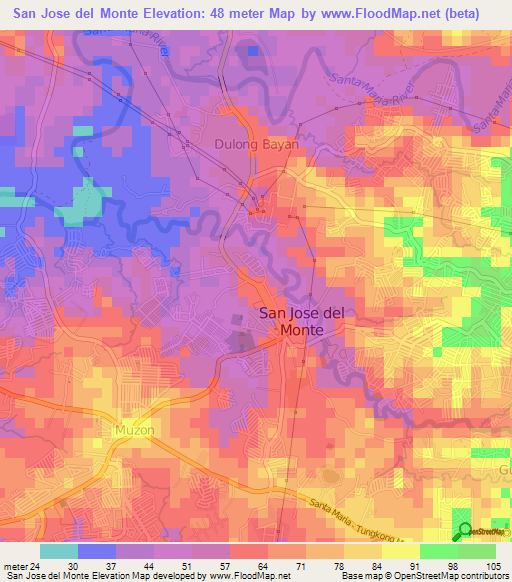San Jose del Monte,Philippines Elevation Map
