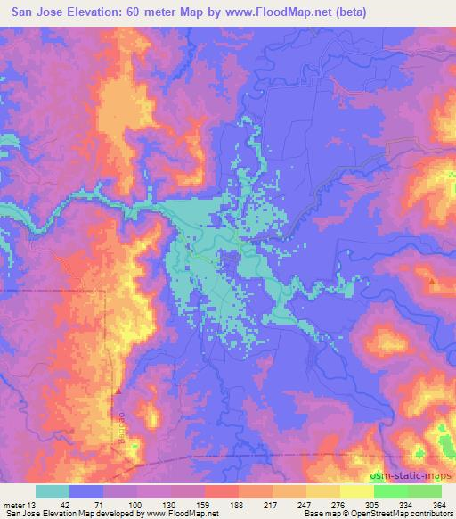San Jose,Philippines Elevation Map