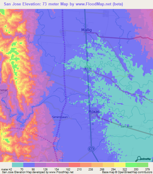 San Jose,Philippines Elevation Map