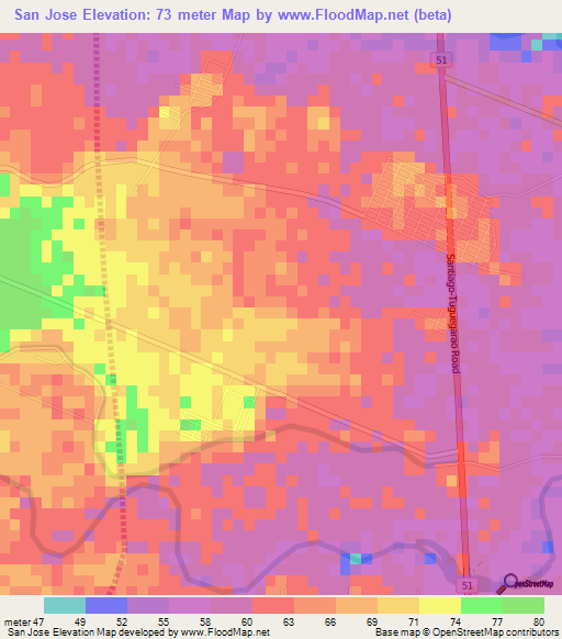 San Jose,Philippines Elevation Map