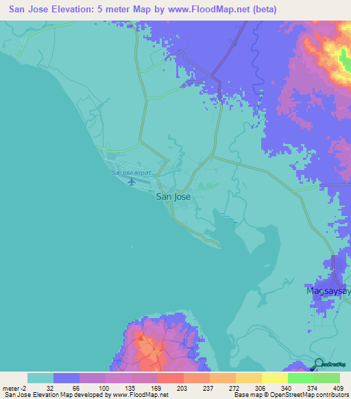 San Jose,Philippines Elevation Map
