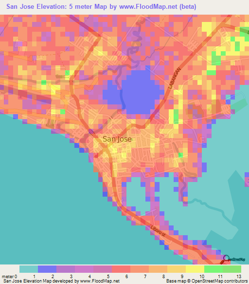 San Jose,Philippines Elevation Map