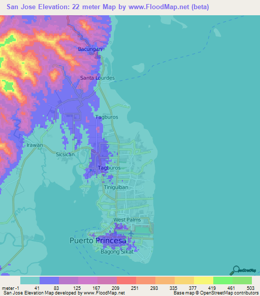San Jose,Philippines Elevation Map