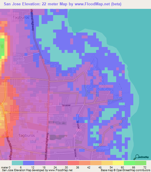 San Jose,Philippines Elevation Map