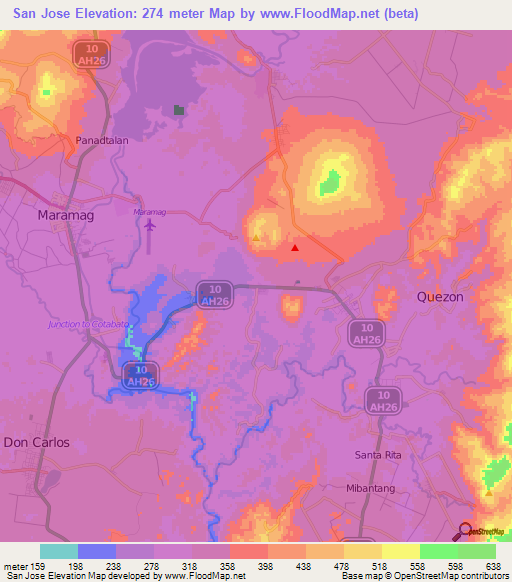San Jose,Philippines Elevation Map