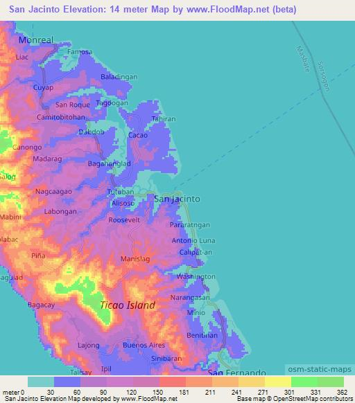 San Jacinto,Philippines Elevation Map