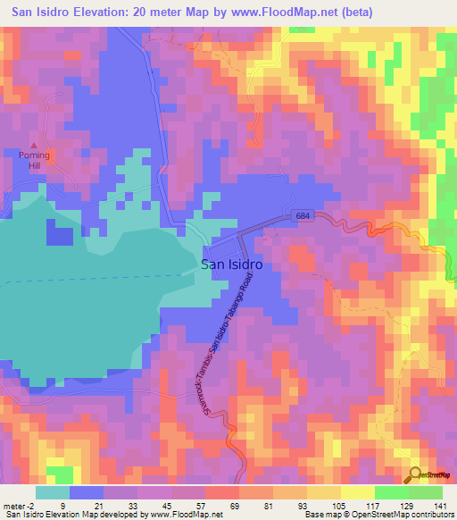 San Isidro,Philippines Elevation Map