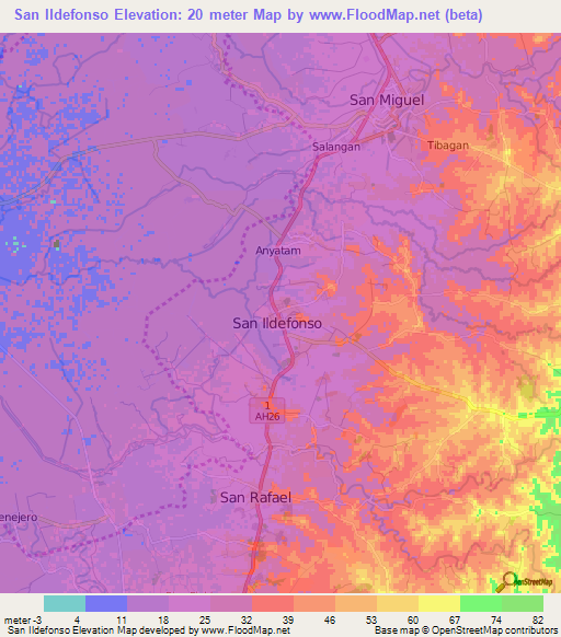 San Ildefonso,Philippines Elevation Map