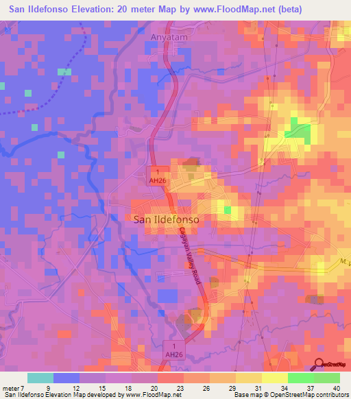 San Ildefonso,Philippines Elevation Map