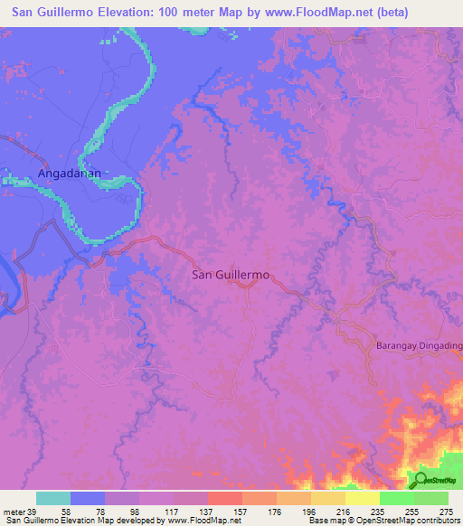 San Guillermo,Philippines Elevation Map