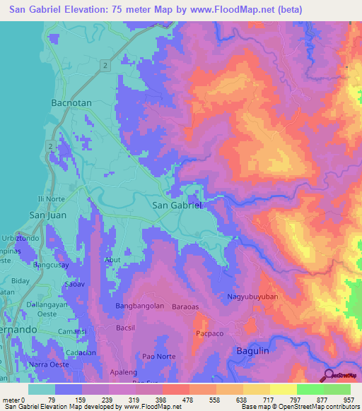 San Gabriel,Philippines Elevation Map
