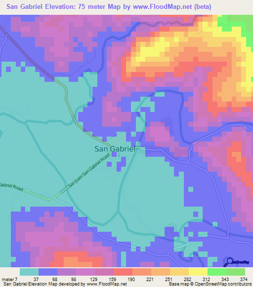 San Gabriel,Philippines Elevation Map