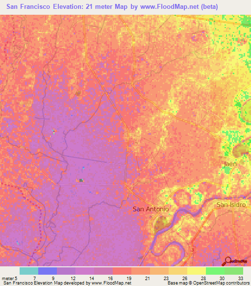 San Francisco,Philippines Elevation Map