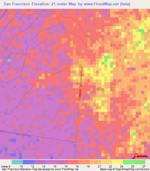 San Francisco,Philippines Elevation Map