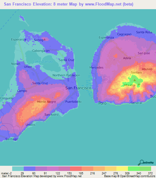 San Francisco,Philippines Elevation Map