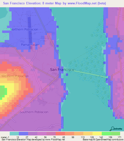 San Francisco,Philippines Elevation Map