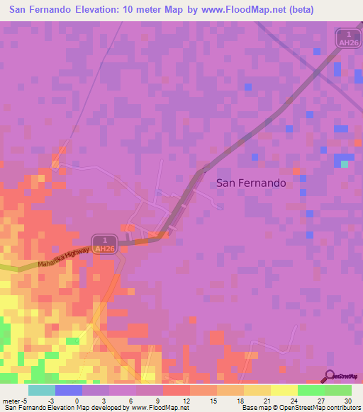 San Fernando,Philippines Elevation Map