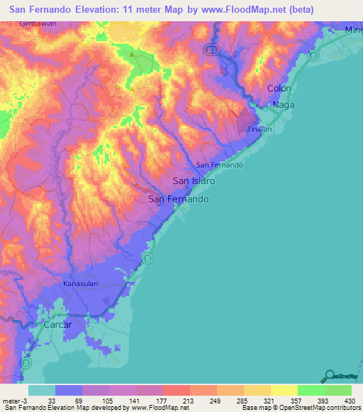 San Fernando,Philippines Elevation Map