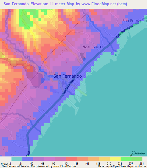 San Fernando,Philippines Elevation Map