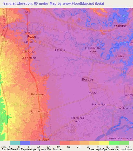 Sandiat,Philippines Elevation Map
