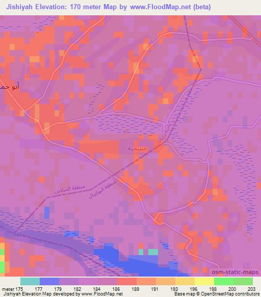 Jishiyah,Syria Elevation Map