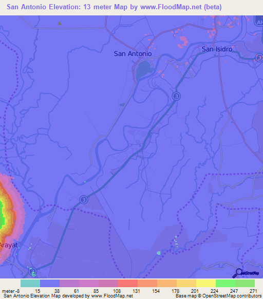 San Antonio,Philippines Elevation Map