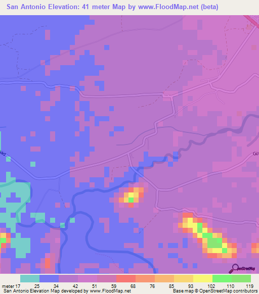 San Antonio,Philippines Elevation Map