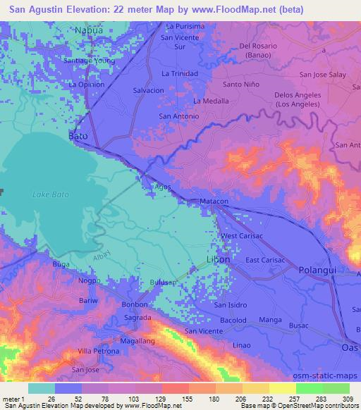 San Agustin,Philippines Elevation Map