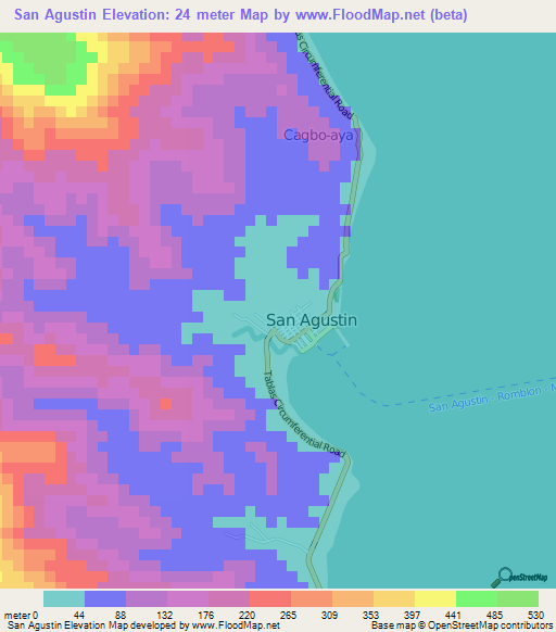 San Agustin,Philippines Elevation Map