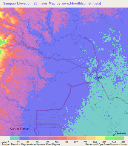 Sampao,Philippines Elevation Map