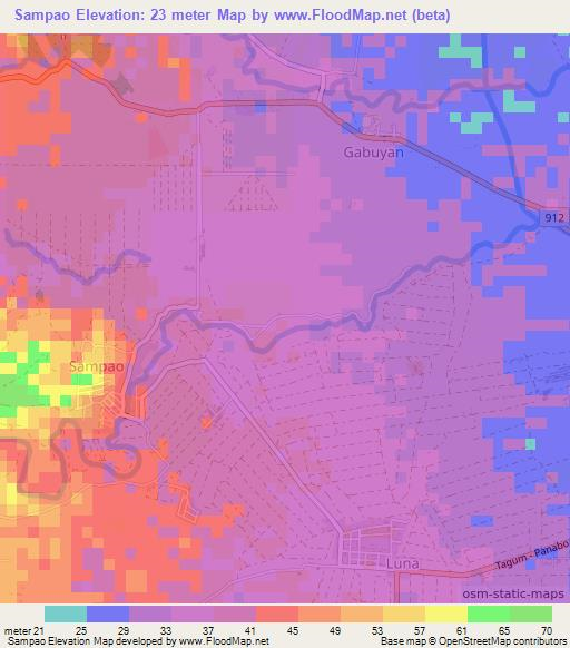 Sampao,Philippines Elevation Map