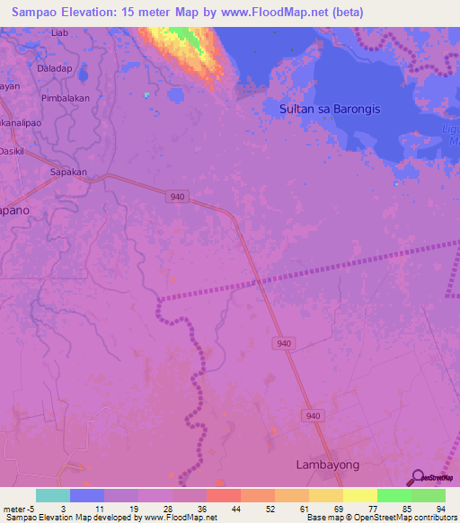 Sampao,Philippines Elevation Map