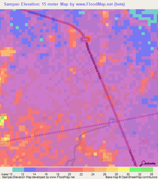 Sampao,Philippines Elevation Map