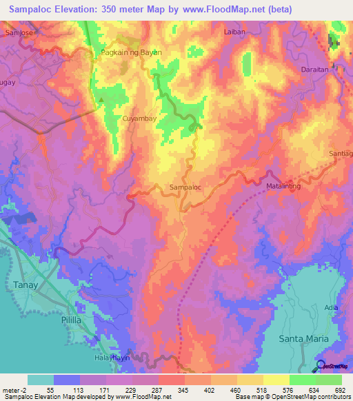 Sampaloc,Philippines Elevation Map