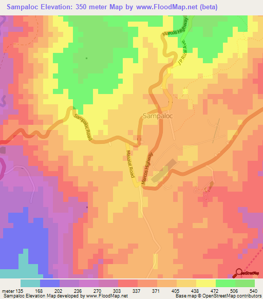 Sampaloc,Philippines Elevation Map