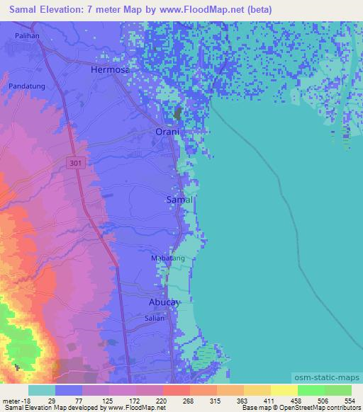 Samal,Philippines Elevation Map