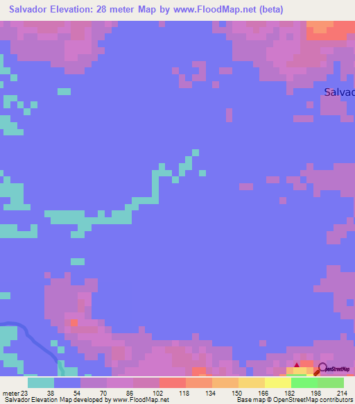 Salvador,Philippines Elevation Map