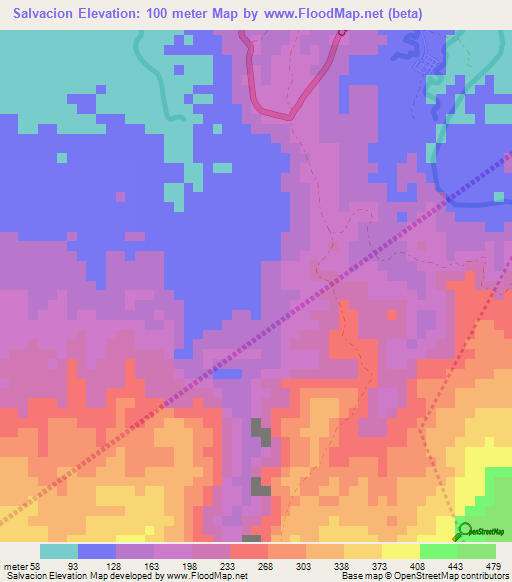 Salvacion,Philippines Elevation Map