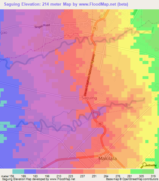 Saguing,Philippines Elevation Map